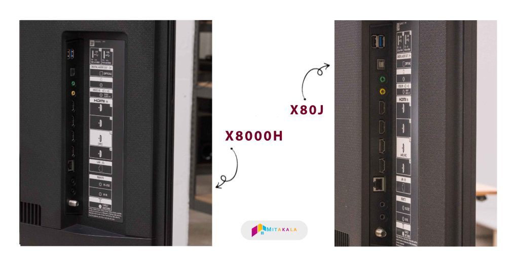 بررسی و تفاوت تلویزیون سونی x80j با x8000h در ورودی