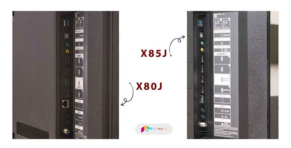 تفاوت تلویزیون سونی x80j و x85j در ورودی ها